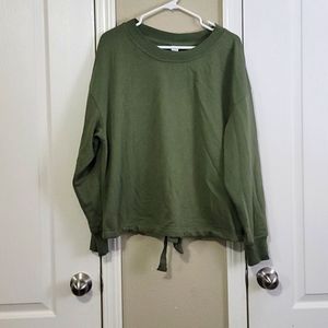 New women's sage green sweater with tie